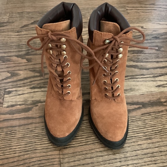 BCBGeneration Brown Suede Lugsole Heeled Boots - Picture 3 of 10